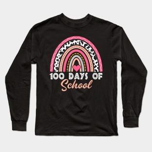 100 Days Of School Teacher Kids 100Th Day Of School Rainbow Long Sleeve T-Shirt